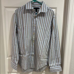 Express Design Studio Blue and Brown Casual Button Down Shirt